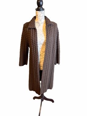 Vintage 1970s Billie Jo Textured Knit Cardigan Sweater Coat